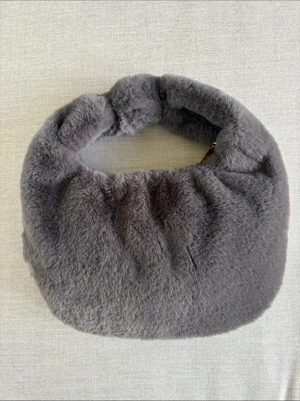 Anthropologie Gray Faux Fur Hobo Clutch